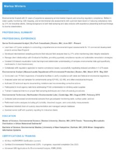 Environmental Analyst Resume Examples & Templates 2025 - Resume.AI