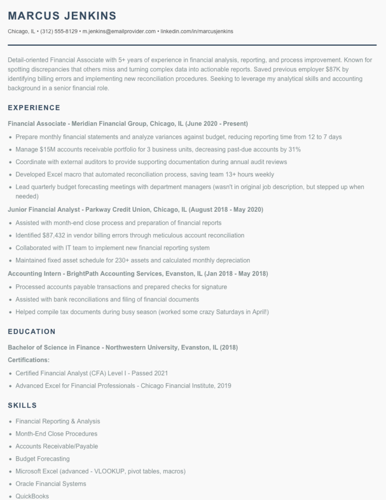 Financial Associate Resume Examples & Templates 2025 - Resume.AI