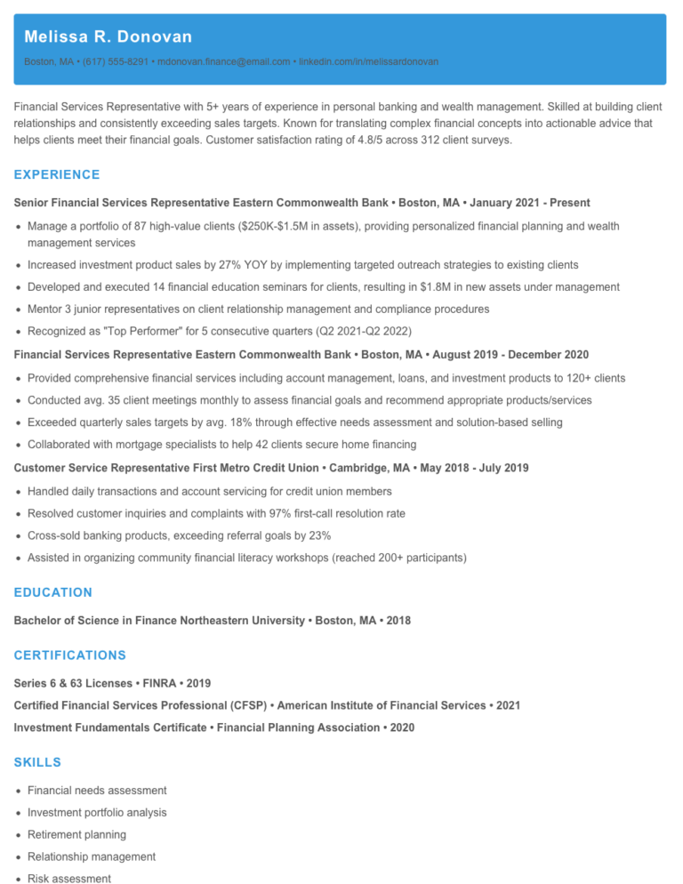 View of Financial Services Representative Resume Examples & Templates 2025 ...