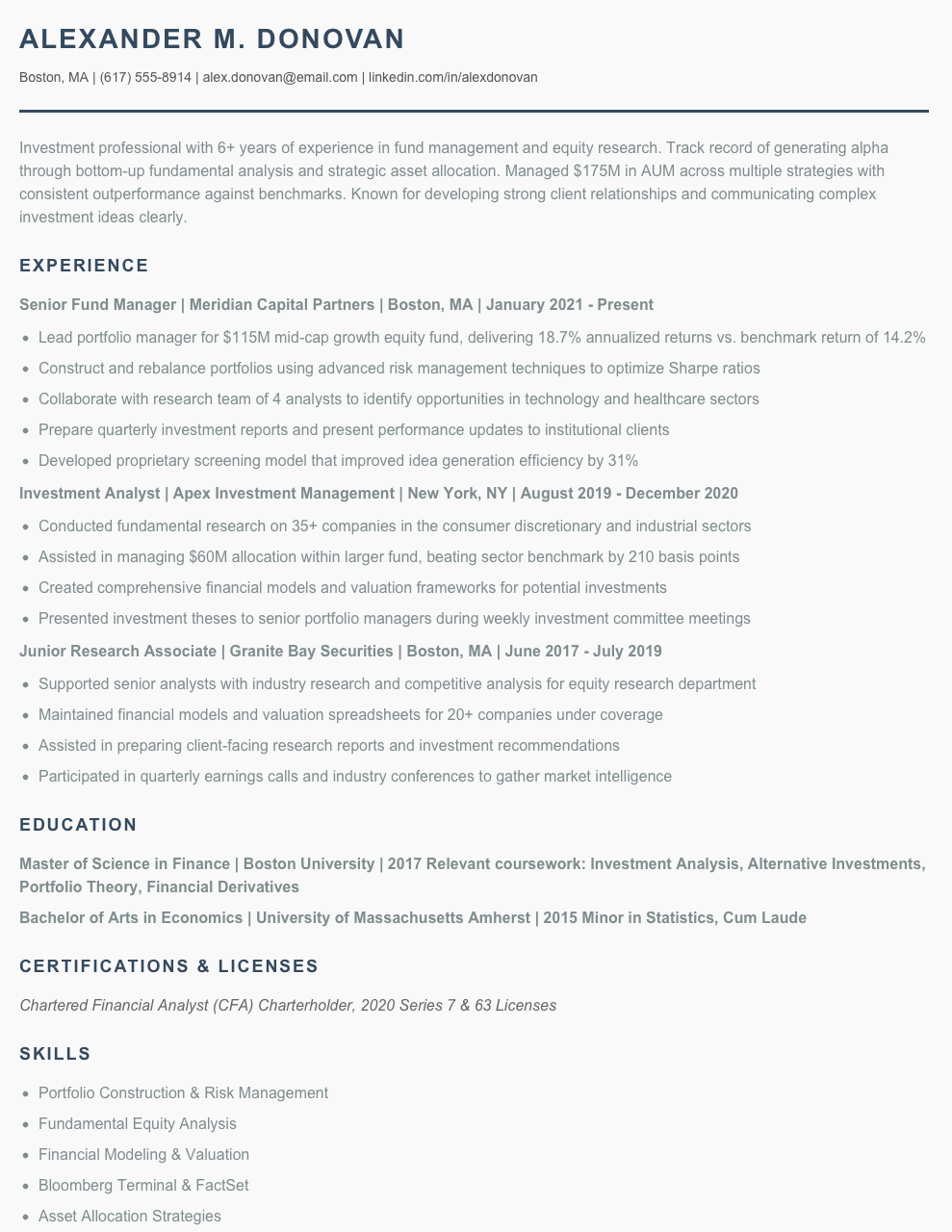 Fund Manager Resume Examples & Templates 2025 - Resume.AI
