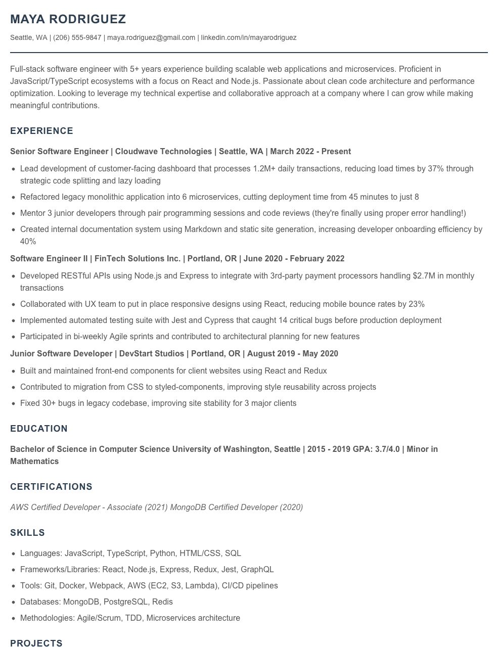 Software Engineer Resume Examples & Templates 2025 - Resume.AI