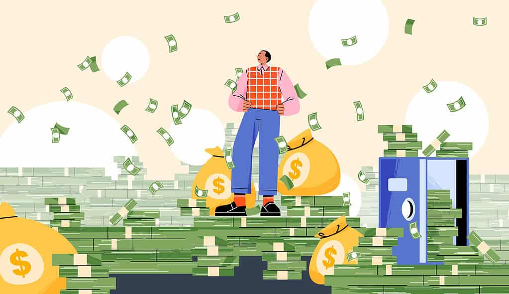 Flying money over a person