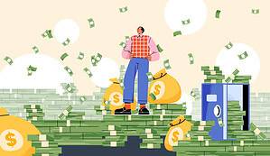 Flying money over a person
